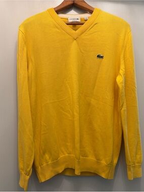 Lacoste Classic Fit  V-neck Sweater YELLOW SZ L